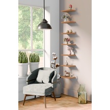 Yankı-BYEG 7li 20 cm Safir Meşe Mdf Duvar Rafı Gizli Bağlantı Çiçeklik