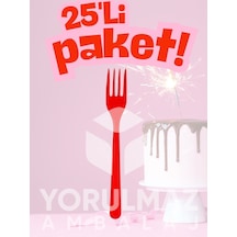 Happy Party Kırmızı Plastik Çatal 25 Li Partiler Ve Özel Günler İçin Tek Kullanımlık Açık Mavi