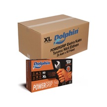 Dolphin Powergrip Ekstra Kalın Turuncu Nitril Eldiven 20 x 50'li