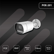Hs Ip-201 8mp 4k Poe 3.6mm Warm Led Metal Bullet Güvenlik Kamera