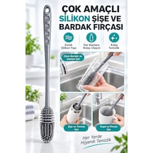 Çok Amaçlı Uzun Saplı Silikon Şişe Ve Bardak Temizleme Fırçası Vazo, Termos, Kupa Ve Sürahi Yıkama Fırçası