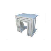 Zigon Sehpa C Torna Kayın Model Tekerlek ayak MDF tabla Parlak beyaz Lake Boya El Yapım