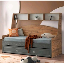 Bilge Tamamı Mdf Kitaplıklı Yavrulu Çelik Destekli Karyola Ranza Ac M1 90 X 190 Cm