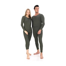 Sauna Suit Unisex Kışlık Termal Içlik, Sıcak Tutan Pamuklu Yakmayan, Haki Termal Takım, Termal Fanila Iclik Haki