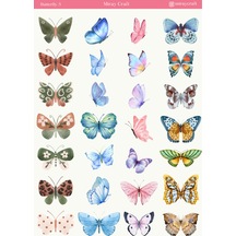 1 Adet Kelebek Temalı Sticker 12x17 Cm Bullet Journal,scrapbook, Ajanda Ve Planlayıcı İçin Diğer