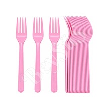 Parti Çatalı Lüks Plastik Pembe 24 Adet