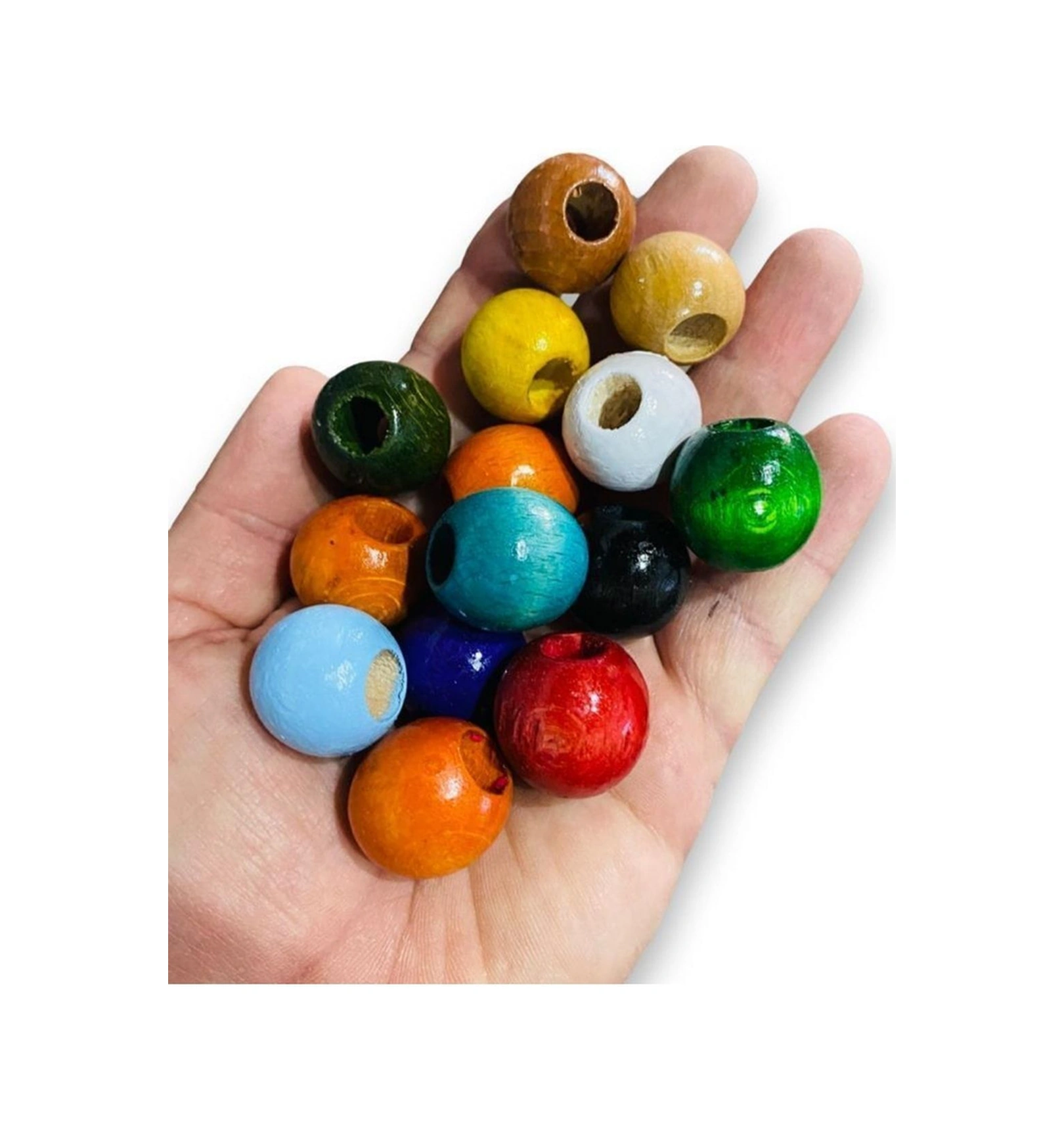 26 Mm Karışık Renk Ahşap Boncuk 100 Gram