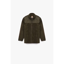 Koton Erkek Bebek Uzun Kollu Cepli Dik Yaka Fermuarlı Polar Sweatshirt Haki