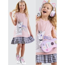 Unicorn Rock Kız Çocuk Ekose Elbise