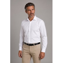 Bisse Beyaz Regular Fit Pamuk Cepsiz Klasik Uzun Yaka Oiron Gömlek Gmkls252200 D01