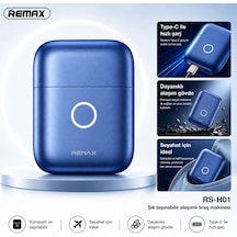 Remax Taşınabilir Şarjlı Mini Erkek Sakal Tıraş Makinesi Su Geçirmez Metal Gövde Mavi Rs-h01 2,5 Saat