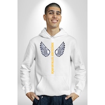 Uçan Hayaller Gökyüzünde Melek Kanatları Kadın Erkek Beyaz Kapüşonlu Sweatshirt Hoodie Beyaz