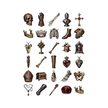 30 Adet Gotik Rölik İskelet Sticker Seti - Laptop, Ajanda Ve Kılıf Çok Renkli
