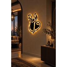 Led Işıklı Vav Elif Tablo Arapça Hat Sanatı Duvar Dekoru Led Aydınlatmalı Dekoratif Tablo Sarı - 929835425 Sarı