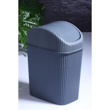 Mini Pratik Kapaklı Banyo Ve Mutfak Tezgah Üstü Çöp Kovası Ev Ofis Çöp Kutusu 2,5 Lt Antrasit 18 X 23