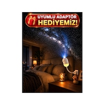 Yıldız Projektörlü Gece Lambası 12 Li Projeksiyon Diskli Uyumlu Adaptör Hediye 12 Li Projeksiyon