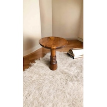 Doğal Masif Ahşap Tekli Yan Sehpa Açık Ceviz Mantar Sehpa Modeli - Wooden Side Table Açık Ceviz