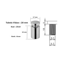 4 Adet Osena Lüx Tabela Vidası Metal Krom 20 Mm Kod: 2510 Krom