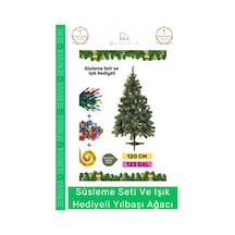 Noelpaketi Lüks Sık Yapraklı Yeşil Çam Ağacı Kaliteli Yılbaşı Dekorasyon Noel Paketi 120 Cm 123 Dal Standart