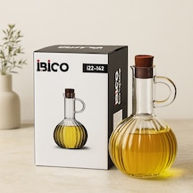 300 Ml Mini Cam Yağdanlık - Çizgili Desen, Bambu Mantar Tıpalı Çok Renkli