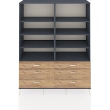 Hyperion Gardrop 8 Raflı 6 Çekmeceli 176x44x221 Antrasit-antrasit/çam Antrasit/çam