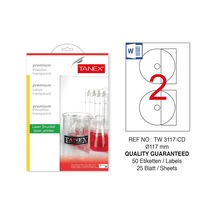Tanex Tw-3117 117MM Şeffaf Laser Etiket 50'li
