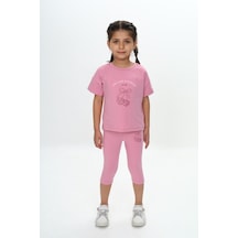 Toontoy Kids Toontoy Kız Çocuk Kalpli Fiyonk Baskılı Kaprili Takım Gül Kurusu