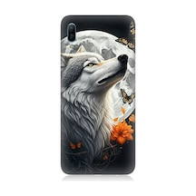Huawei Y6 2019 Uyumlu Dolunayda Gururlu Kurt Desenli Silikon Kılıf Çok Renkli