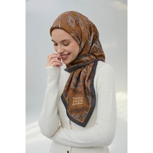 Silk Home Viskon Velora Eşarp Antrasit-kehribar Desenli Kaymaz Tok Duruşlu 90x90 Çok Renkli