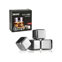 Perlotus 4 Lü Paslanmaz Çelik Viski Taşı Sulandırmadan Soğutma Buz Küpleri Gri