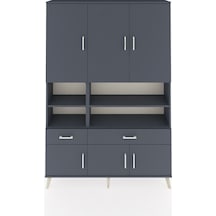 Arges Dolap 8 Raflı 2 Çekmeceli 6 Kapaklı 132x30x195 Antrasit-antrasit/antrasit Antrasıt/antrasıt