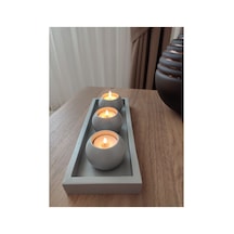 3 Lü Tombik Dekoratif Mumluk 27 Cm Tealight Mum Için Uygun Diğer