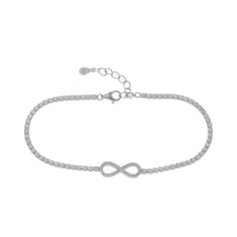 Sonsuzluk Model 925 Ayar Gümüş İnce Suyolu Kadın Bileklik Gümüş