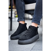 Pabucmarketi Bağcıklı Erkek Spor Bot Siyah Süet Siyah Taban Çok Renkli