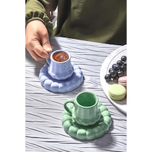 2 Kişilik Kahve Fincan Takımı Modern Tasarım, Şık Sunum Ve Hediyelik Türk Kahvesi Seti Renkli