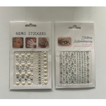 2 Kartela Birden Face Gems Yapışkanlı Yüz Taşı Seti Kalp Ve Damla