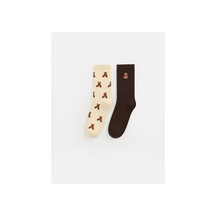Lc Waikiki Alıta Cıty Farkıyla Lcw Dream Bej Nakışlı 2'li Paket Kadın Soket Çorap Bej - 929822266 Bej