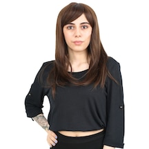 Düz Perçemli Orta Boy Fiber Sentetik Peruk / Kahve Karamel - Zmff-713755 Renkli