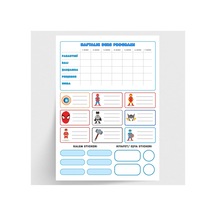 Bimotif Kahraman Figürlü İsimlik, Ders Programı, Kalem Ve Eşya Sticker Seti, Mavi 10 Sayfa
