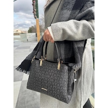 Just Polo Kadın Monogram Baskılı Orijinal El Ve Omuz Çantası Ayarlanabilir Askısıyla 2120mh Siyah 73973345
