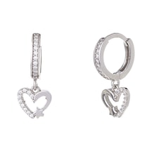 Nagiss Kalp Model Yıldız Detaylı 925 Ayar Gümüş Kadın Küpe Gümüş