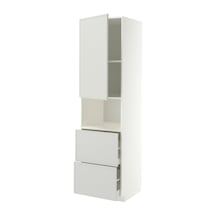 Mikrodalga Fırın Boy Dolabı , Aspudden Açık Gri, 60x60x220 Cm, 1 Kapaklı, 2 Çekmeceli Ve 2 Raflı