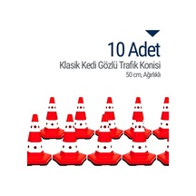 10 Adet Klasik Kedi Gözlü Trafik Konisi 50 Cm Trafik Dubası