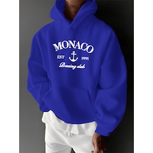 Uyguntarz Unisex Monaco Racing Club Baskılı Tasarım Oversize Sweatshirt Mavi