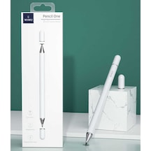 Wiwu Pencil One 2 in 1 Passive Stylus Dokunmatik Kalem Tablet Kalemi Tüm Cihazlarla uyumlu - ZORE-218424 Beyaz