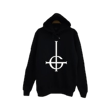 Ghost Baskılı Unisex %100 Pamuk Siyah Kapüşonlu Sweatshirt Siyah