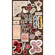 Vintage Retro Love Temalı Telefon Laptop Tablet Sticker Seti