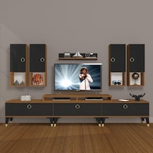 Decoraktiv Ekoflex 8da Mdf Gold Tv Ünitesi Tv Sehpası Ceviz - Siyah