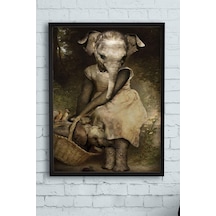 Pster11002 Anne Fil Ve Yavrusu Sanatsal Çerçeveli Tablo 40x50cm 7/8 Yaş
