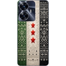 Realme C55 Uyumlu Suriye Bayrağı Dokuma Baskılı Silikon Kılıf Renkli